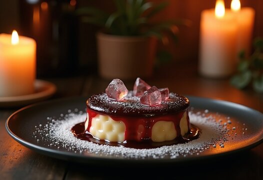 Rich Port Wine Dessert Indulging in Candlelit Taste Room Flavorful Aroma Sweetness Intense Delight