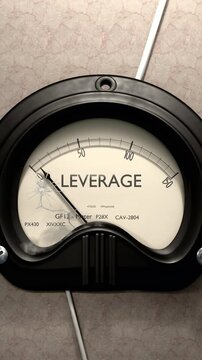 Leverage meter showing low levels of leverage. Minimum and decreasing leverage value, below the norm. Lack of leverage. None of it, insufficient.
