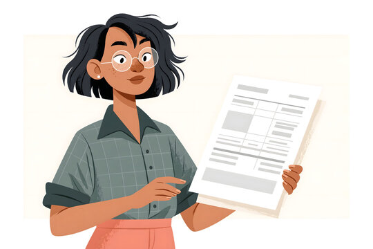 Captivating Portrait of a Young Woman Presenting a Document in a Modern Office Setting, Showcasing Confidence and Professionalism in Everyday Life