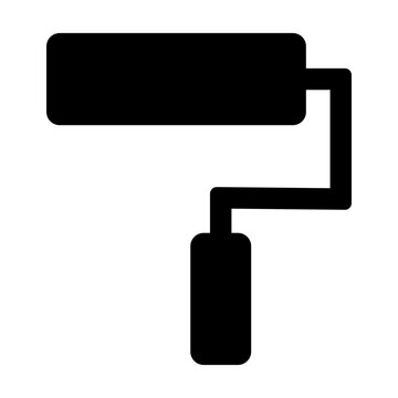 black and white vector icon of a paint roller.