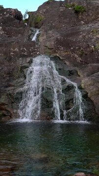 Meeting of the three waters. Waterfall in glen coe Scottish Highlands.