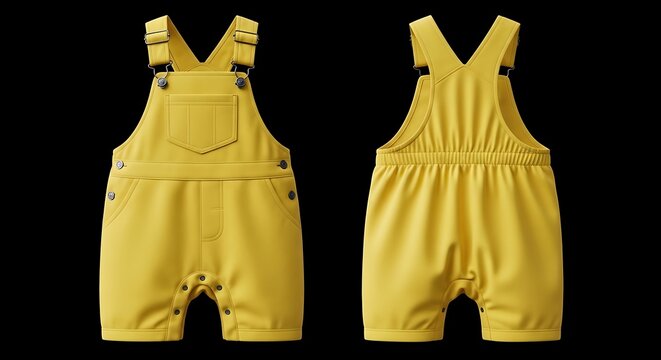 mockup of a lemon yellow color baby overalls