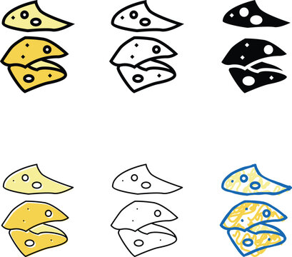 cheese slice food cut color icon vector. cheese slice food cut sign. isolated symbol variations