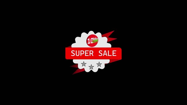 Minimalist super sale promotional tag design with 10 percent off text.