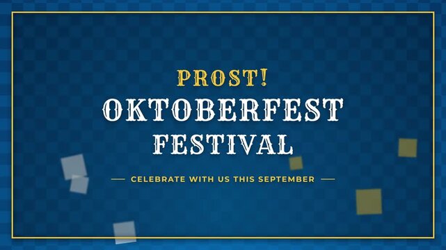 Animated Oktoberfest festival invitation with "Prost!" text on a blue background