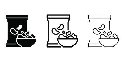 Fototapeta premium Snacks icon silhouette vector outline and line art