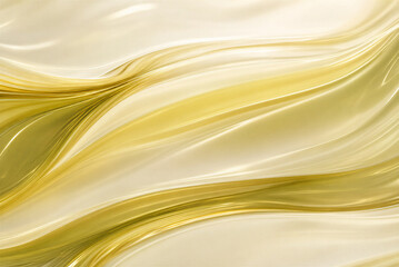 Fototapeta premium Liquid gold silk fabric texture, elegant flowing cream waves background, luxurious satin material ripples, abstract glossy metallic textile surface