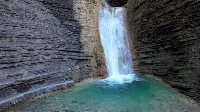 Footage of Oros Bajo waterfall. Huesca, Aragon, Spain.
