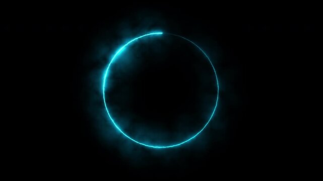 A circle of saber light on a black background, a looping spectrum animation, glowing neon lights.
