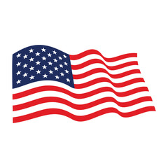 Fototapeta premium flat american flat waving on white background vector design