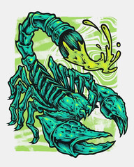 Obraz premium green scorpio on black background