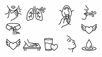 Fototapeta premium A collection of medical and health related line art icons.