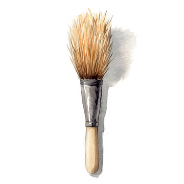 watercolor of Wire Brush painting, isolated on a white background.