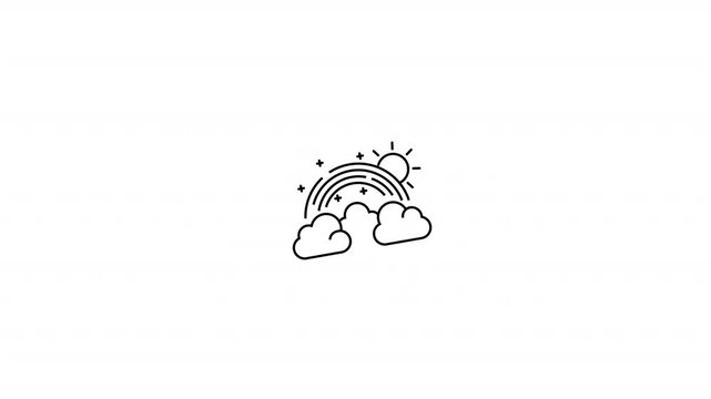 Black Rainbow With Clouds And Sun Icon