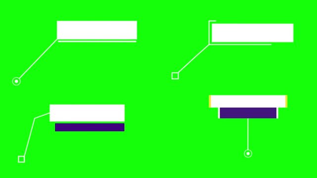 4 Callouts appear and Dissolve with animation on Green Screen Background in different designs, Place for Text