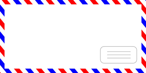 Fototapeta premium Airmail Envelope Border Frame With Red and Blue Diagonal Stripes for Postal Letter Templates