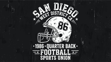 Vintage American football helmet illustration, distressed sports apparel graphic, retro varsity team emblem for t-shirt design © Iconify Studio