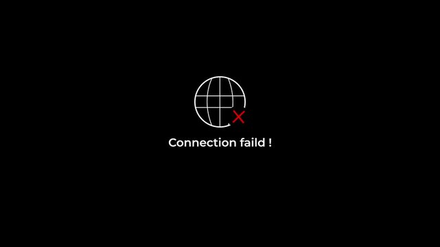 connection failed notification with network error icon and blinking text ui animation.