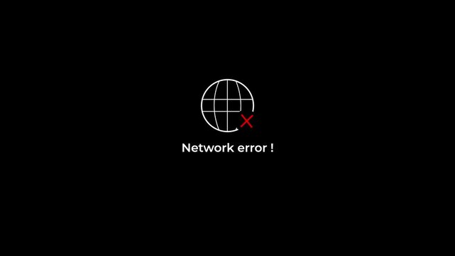 network error notification with globe icon and animated warning message ui.