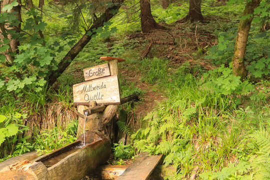Wandern im Erzgebirge; Gro&szlig;e Mittweida Quelle am Fichtelberg