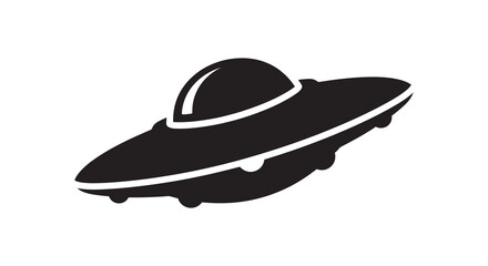 Flying saucer silhouette against a white background © MD