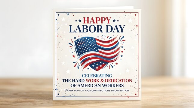 Happy Labor Day greeting card. American flag design for national holiday celebration.