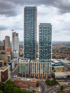 LONDON - aerial view of One West Point towers in North Acton