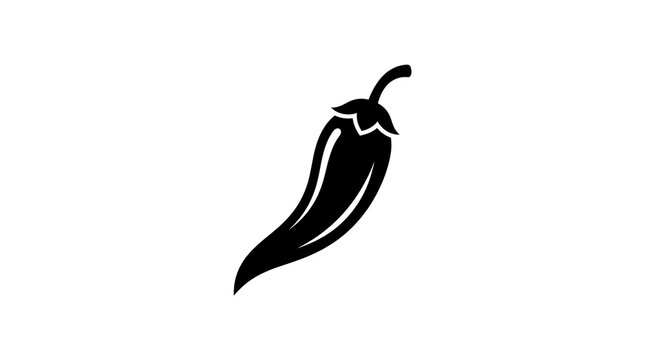 Minimalist black chili pepper silhouette vector icon symbolizing spicy food, hot flavor, and cooking ingredients