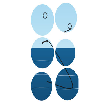 Abstract illustration of circular shapes with curved lines on a clean white background abstract geometry