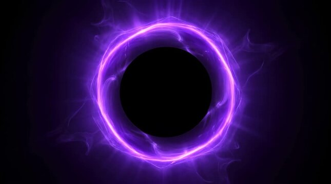 Abstract purple energy ring portal with glowing light effects 4k video