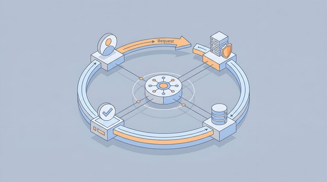 Secure API integration and database request workflow diagram