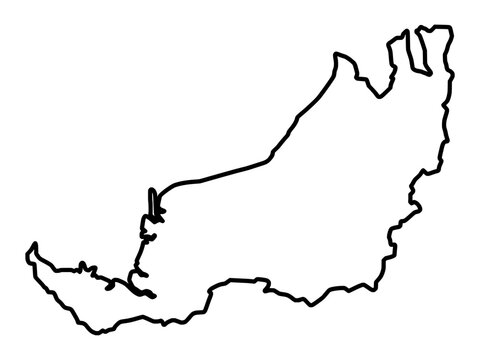 Sarawak Bold Stroke Outline Map Country Silhouette Vector