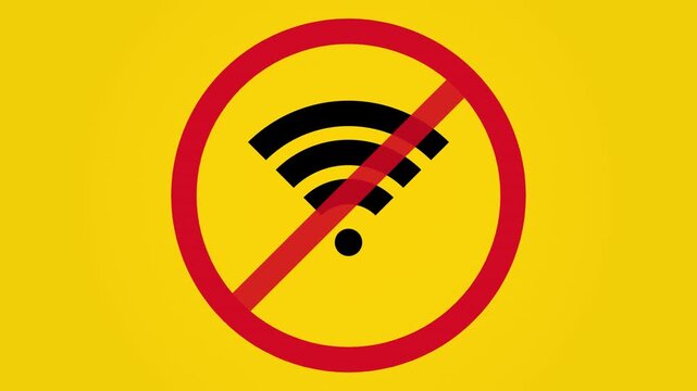 No wifi signal icon animation on yellow background