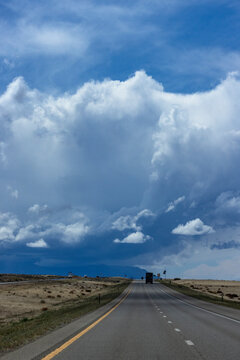 Dramatic sky above desert highway