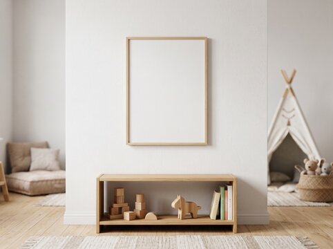 kids playroom white wall mockup template
