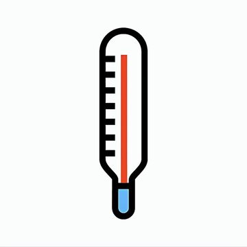 Medical thermometer icon indicating high body temperature and fever measurement for healthcare and clinical diagnosis concepts