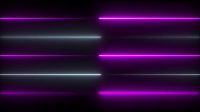 Abstract animation of glowing horizontal neon lines streaming across on the screen. neon line icon animation glowing line Light effect icon.