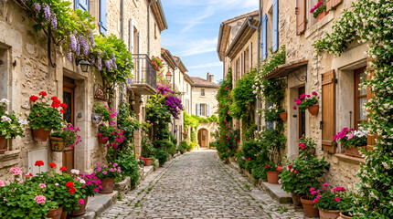 Obraz premium Flower Street in European Old Town