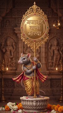 'Mushak' or Lord Ganesha's vehicle, the rat. welcoming lord Ganesha on the Ganesh festival, one of India's biggest festivals