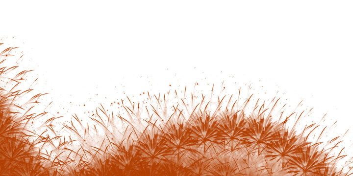 Abstract Rust Orange Splash and Textured Grass Silhouette Design Element on Transparent Background