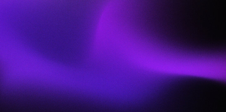 Abstract dark purple and neon violet grainy gradient mesh background, vibrant blurred liquid aura wave texture with fine noise effect on black backdrop for modern web banner, electronic music cover