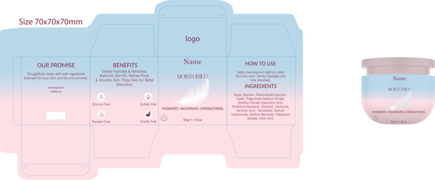 Cosmetic Packaging Mockup for moisturizer Box and Bottle.