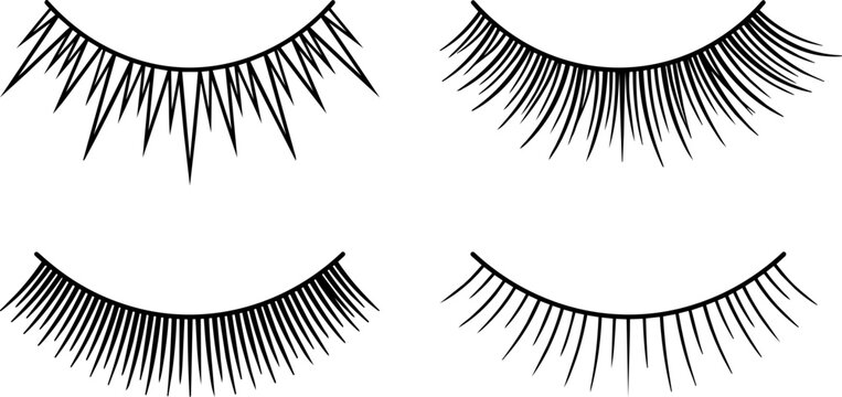 Professional lashes vector set with different false eyelash styles