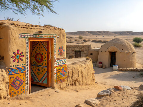 Desert village mud house in Rajasthan