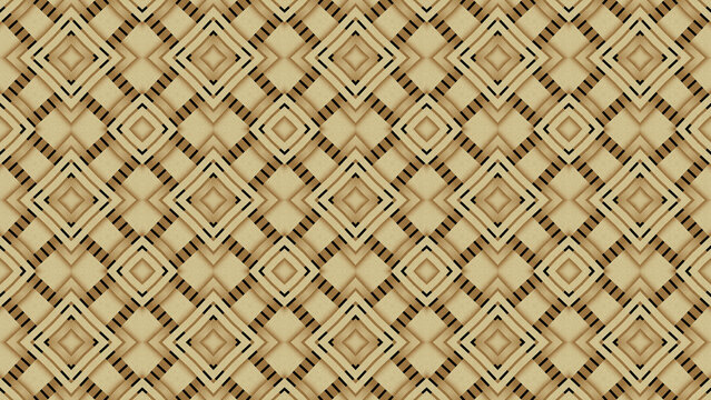 Seamless geometric pattern with repeating diamond shapes and intersecting lines in shades of beige and brown for textile or wallpaper background