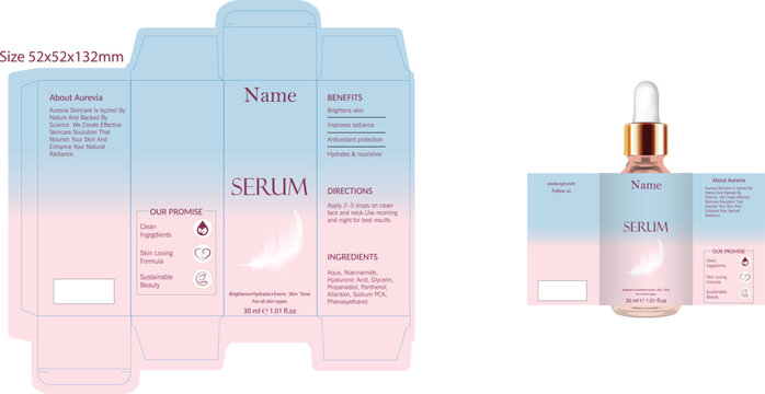Cosmetic Packaging Mockup for Facial Serum Box and Bottle.