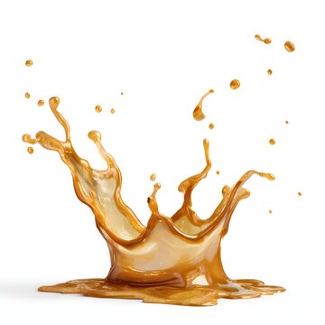 caramel splash crown droplets isolated on white background jpg