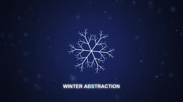 Animated White Snowflake on Dark Blue Winter Background