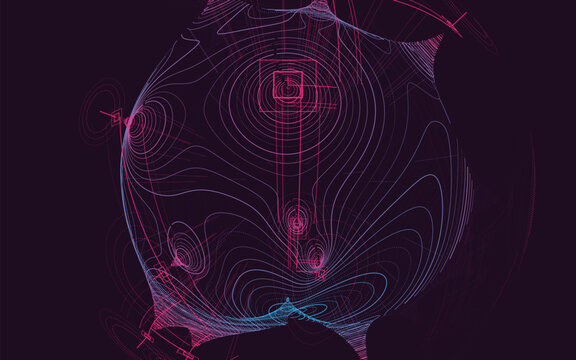 Abstract topographic 3D globe , unique colorful vector beackground 