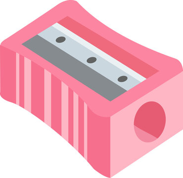 Pencil Sharpener Flat Vector Illustration, School Stationery Icon